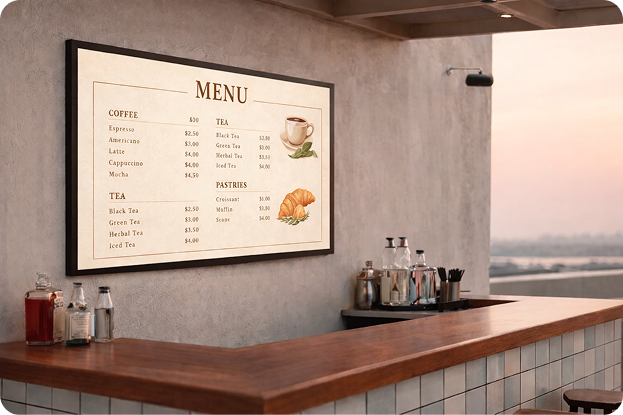 ป้ายดิจิทัลในร้านอาหาร